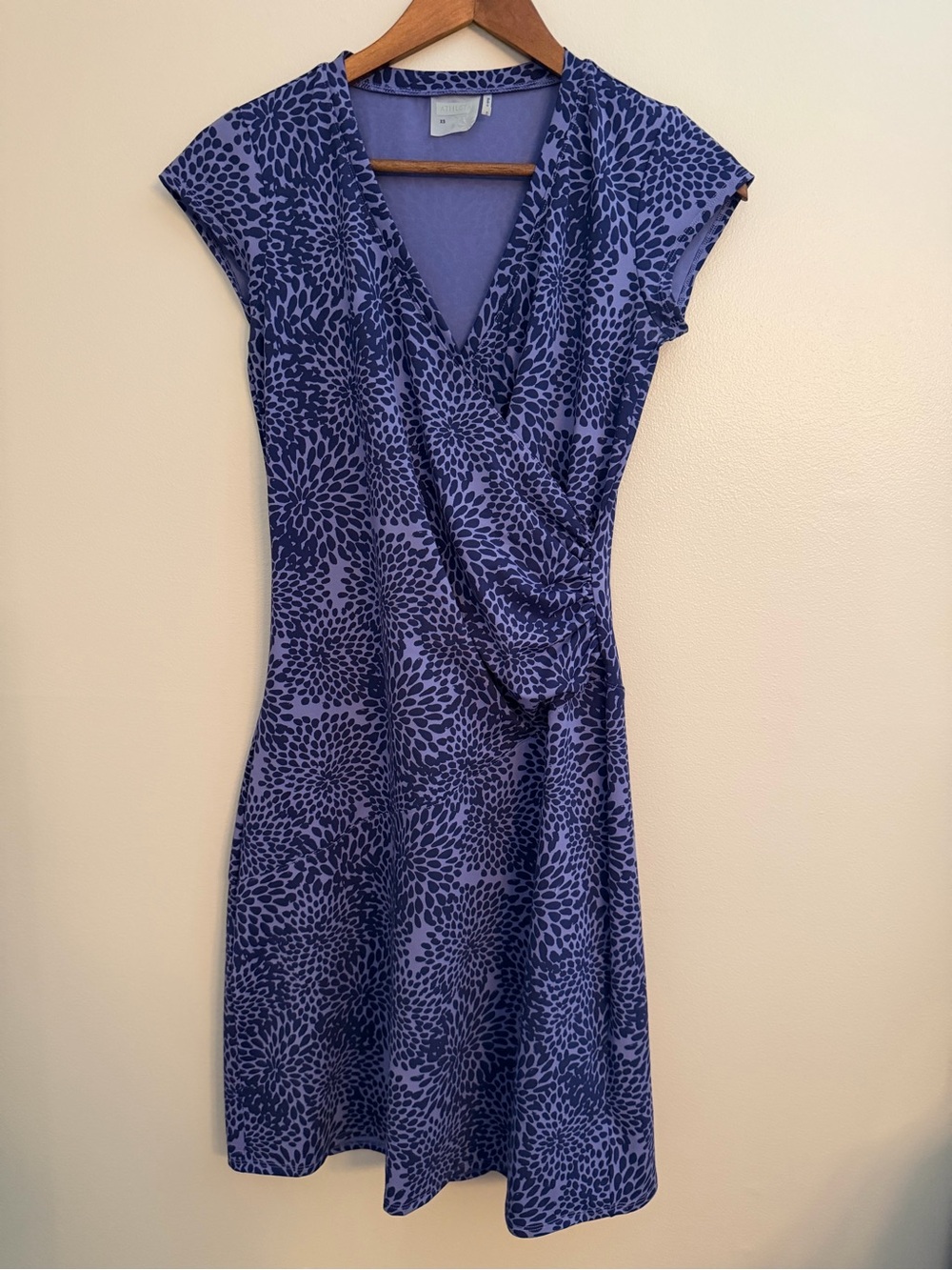 Athleta Purple Printed Faux Wrap Dress | Size XS | EUC